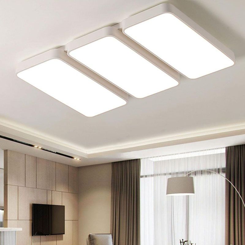 3-Light White Flush Mount Lighting LED Ceiling Light for Living Room