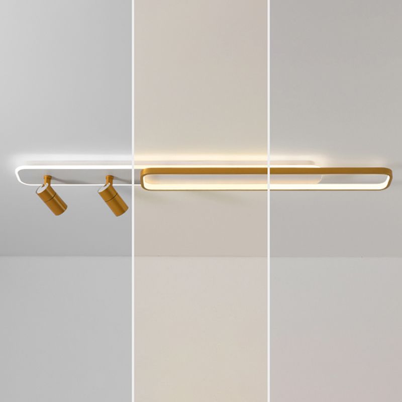 Lámpara de techo de metal de estilo minimalista moderno con montaje semi empotrado LED acrílico rectangular para pasillo