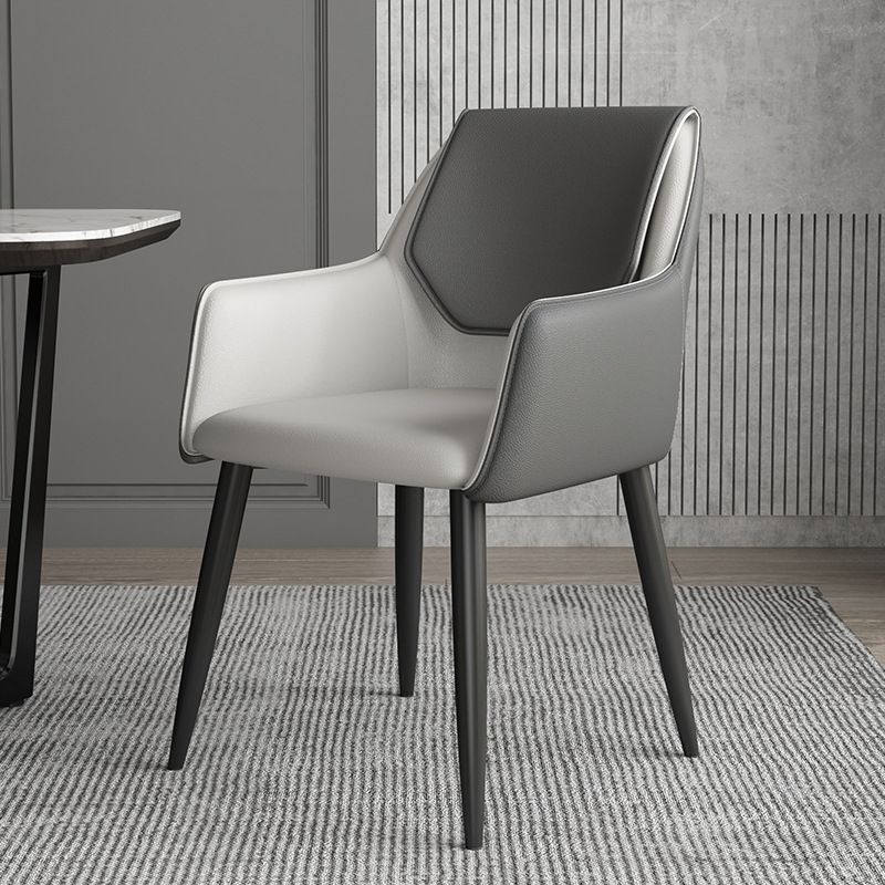 Modern Design Arm Solid Back Side Chairs Leather Dining Side Chair