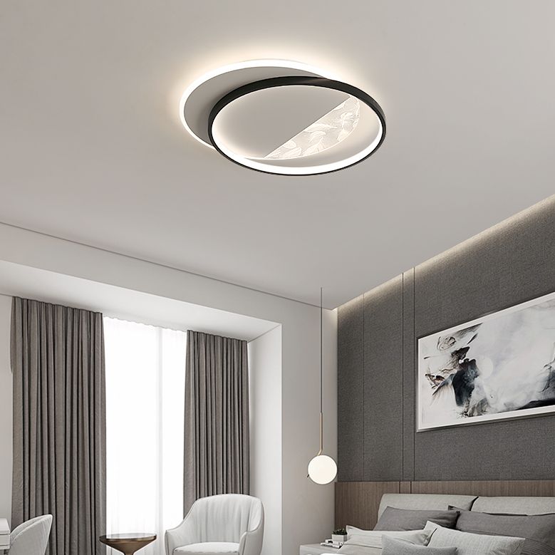 LED géométrique à LED à LED à lutte contre le plafond à la simplicité moderne Plume Plured Fer Flush Mount pour le salon