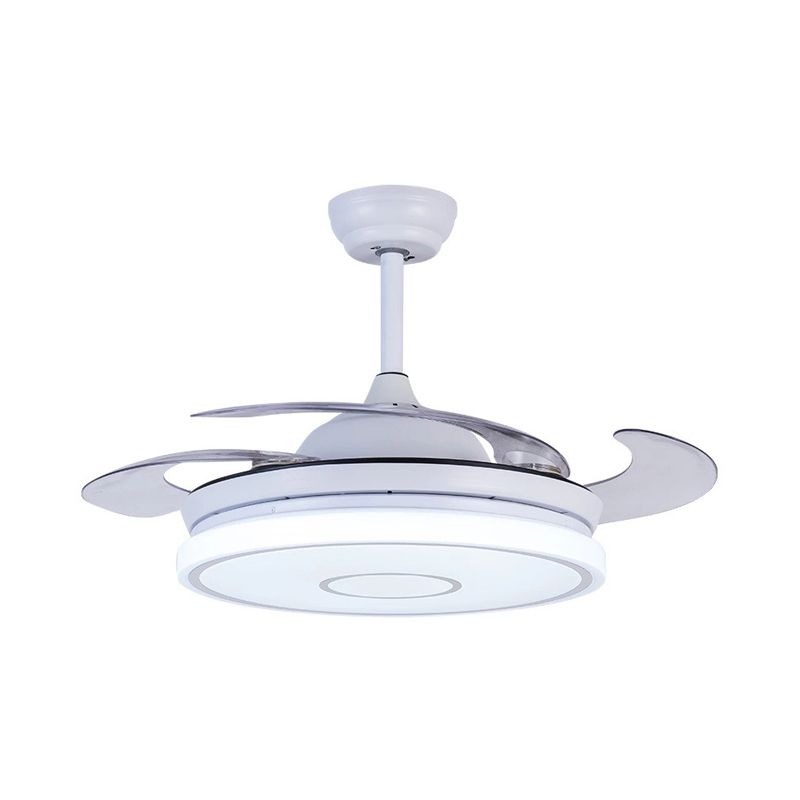 Rogue de lampe à fans pendentif blanc acrylique 36 "LED LED nordique Semi Flush Mount Plafond Aymor pour le salon, 4 lames transparentes