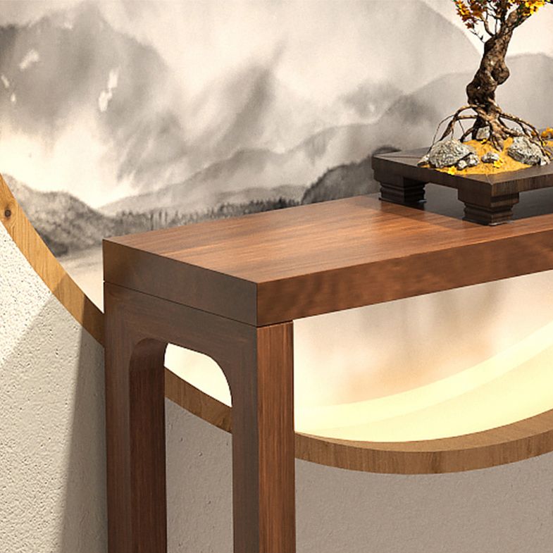 Solid Wood Rectangle Console Table Sled Base 33.46" Tall End Table