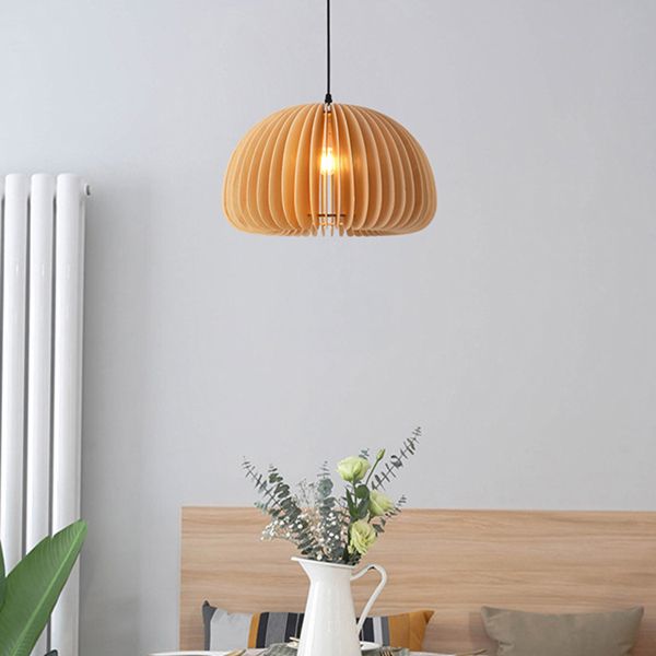 Massive Holzhängerlampe modern einfach einfach nach unten hängen hungehörig für Wohnzimmer Schlafzimmer