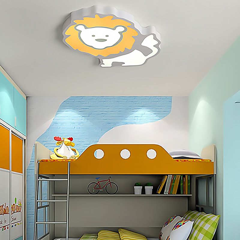 Animal LED Flush Mount Light Lion Acrylic Ceiling Lamp for Nursing Room Bedroom
