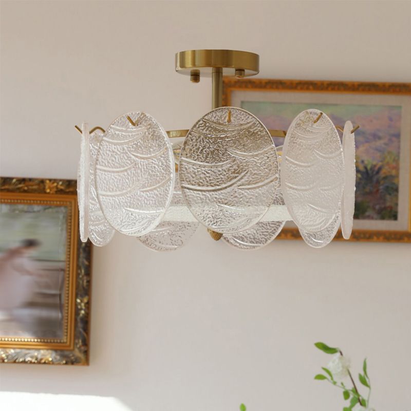 Contemporary Ceiling Lamp Round-shaped Glass Flush Mount Light Fixture