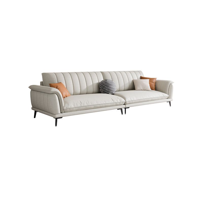 Glam Sewn Pillow Back Flared Arm Living Room Faux Leather Seating