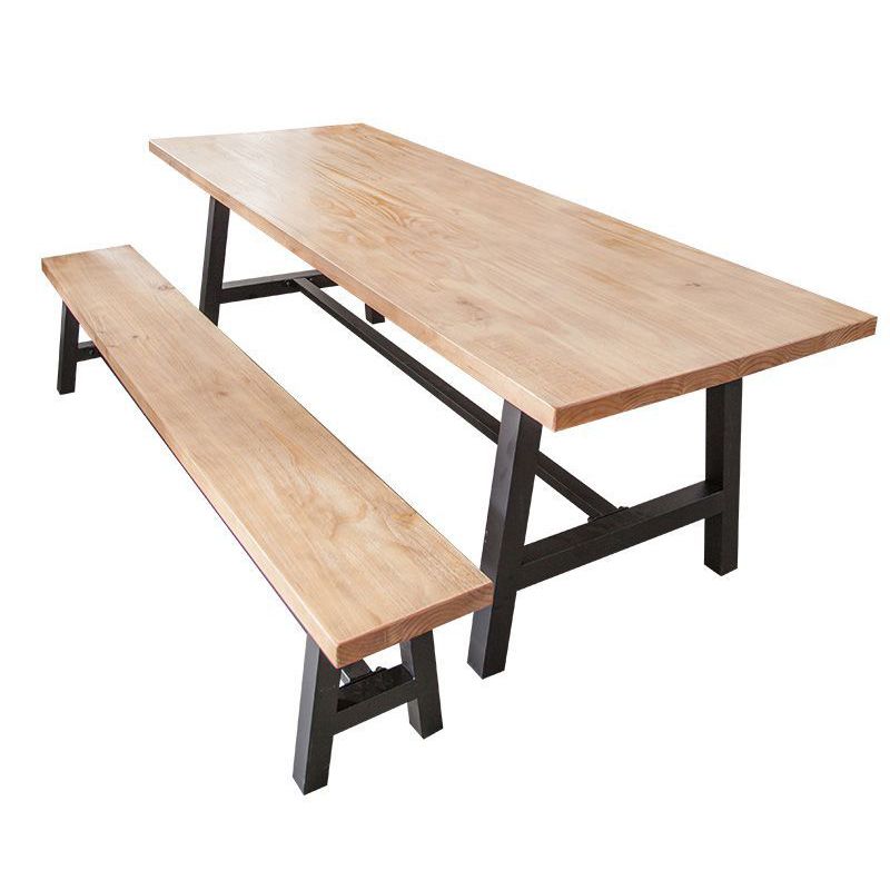 Rectangle Trestle Dining Table Modern Wood Table for Milk Tea Shop