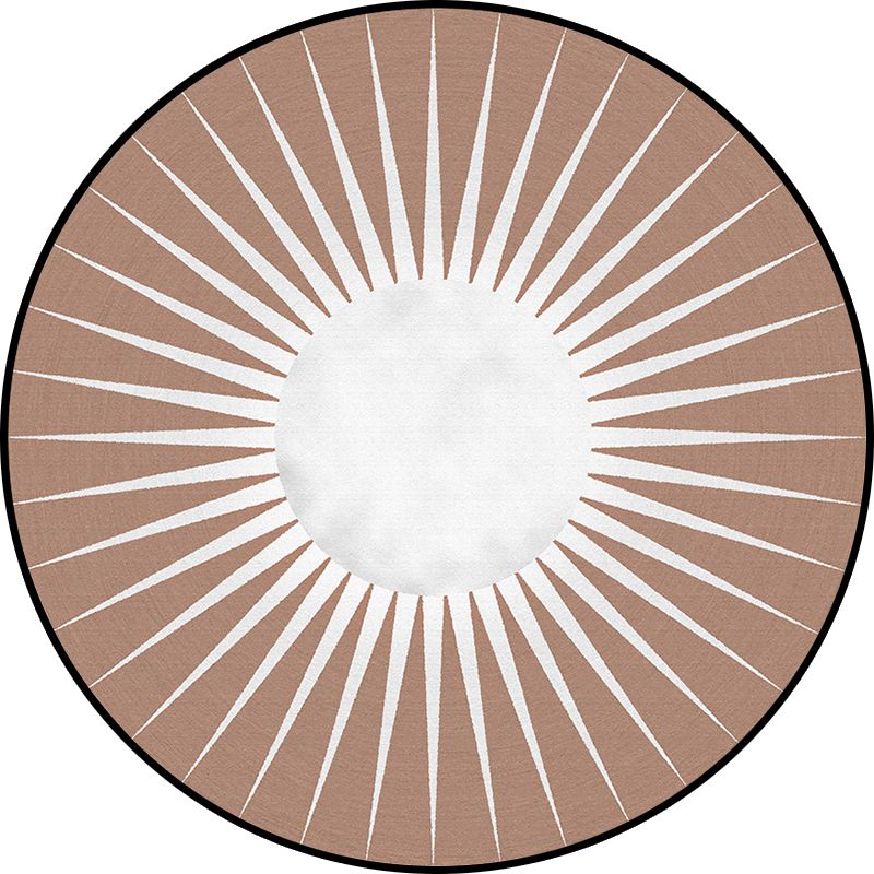 Funky Radial Pattern Rug Brown and Yellow Modern Rug Polyester Washable Non-Slip Backing Area Rug for Living Room