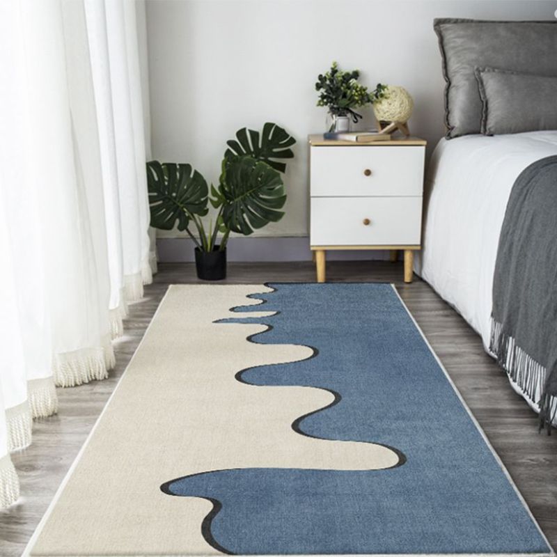 Black Nordic Rug Polyester Circle Indoor Rug Non-Slip Backing Rug for Living Room