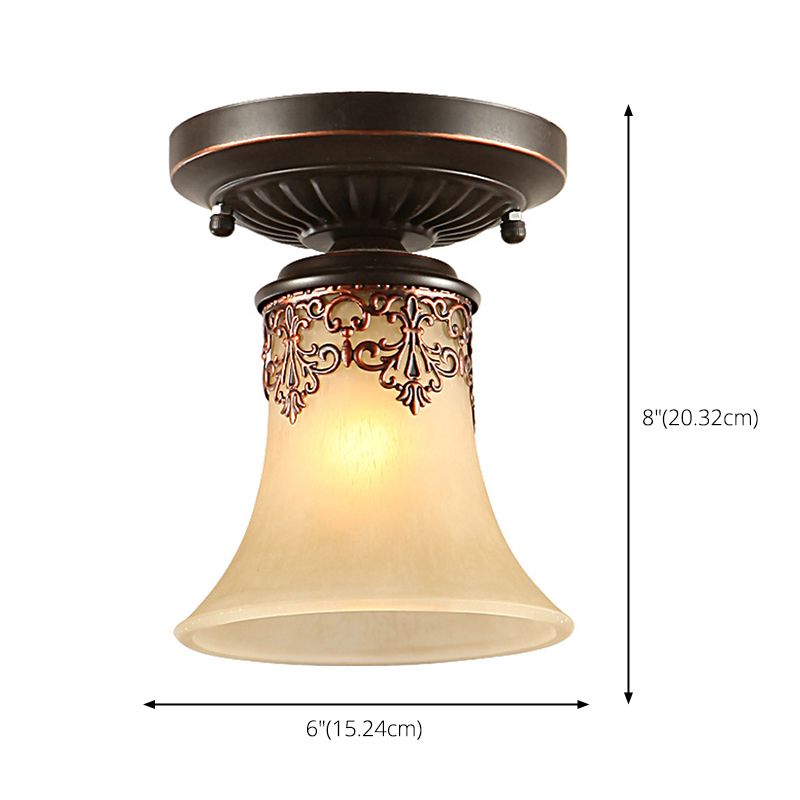 Trumpet Flushmount Lights Traditional Glass Ceiling Mounted Fixture for Restaurant