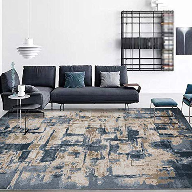 Alfombra de estampado abstracto gris oscuro poliéster alfombra moderna alfombra sin deslizamiento para decoración del hogar