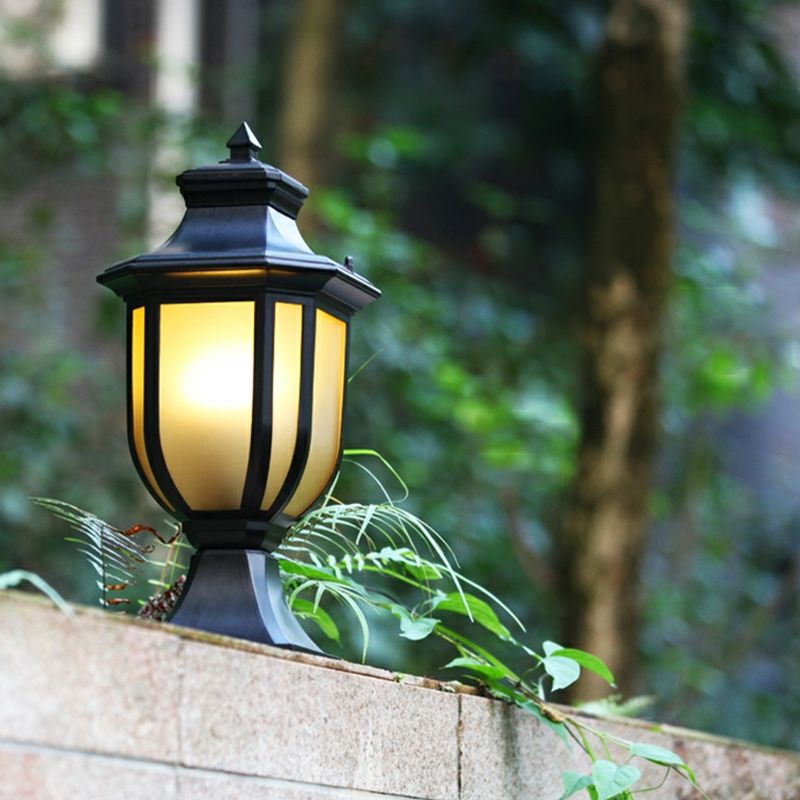 Modern Black Pillar Lamp Waterproof Outdoor Light for Garden