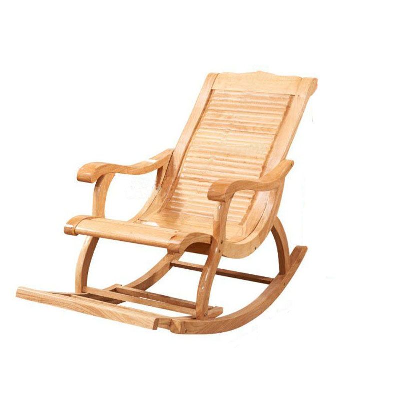 Retro Dark Brown Rocking Chair Solid Wood Reclining Rocker Chair for Home