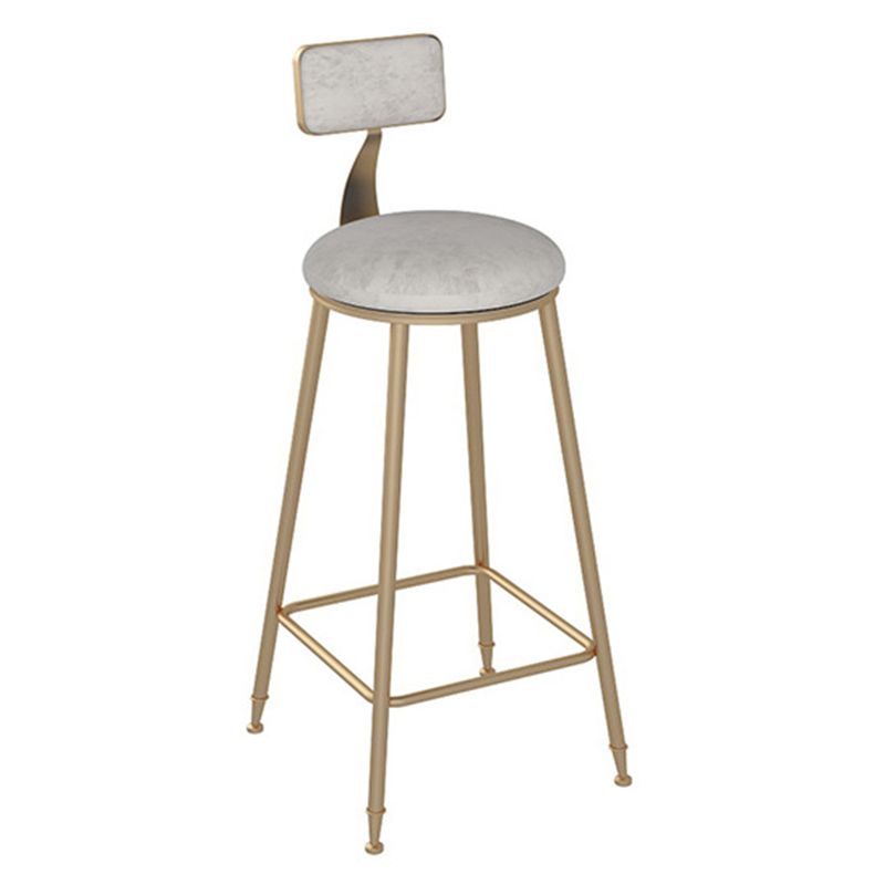 Metal Base Backrest Dining Stools Glam Round Bar Stools with Cushion