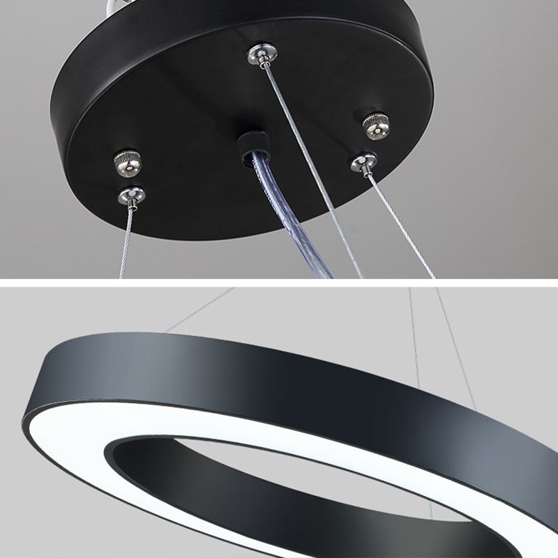 Scatto rotondo a sospensione a sospensione Luce Light Metal LED Modern Down Lighting Ciondolo in nero
