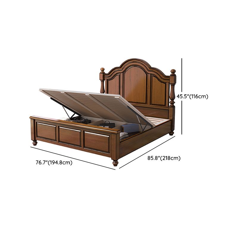 Mid-Century Modern Standard Bed Solid Wood Panel Bed with Headboard