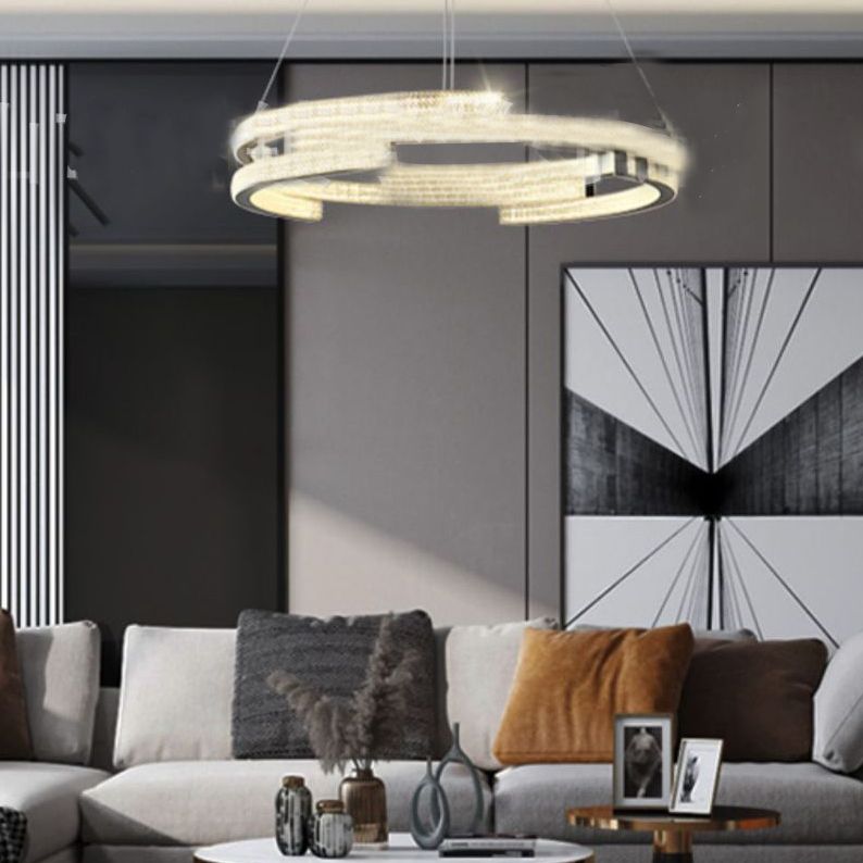 Lampadario moderno di lussuoso lampadario a sospensione di cristallo geometrico a sospensione del lampadario appeso
