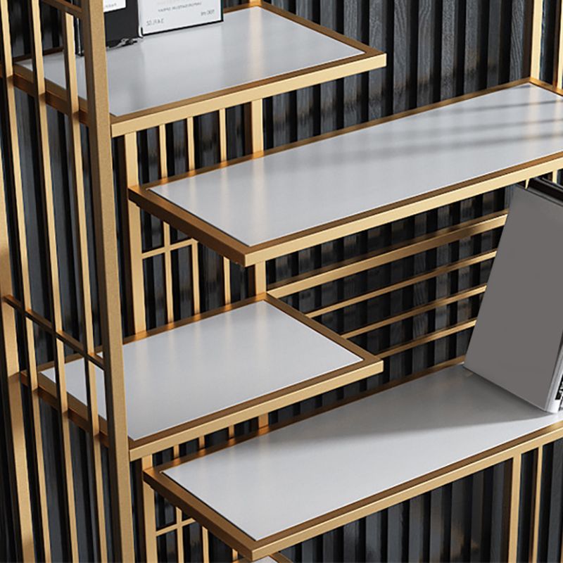Modern Bookcase Metal Open Back Bookshelf with Shelves for Living Room
