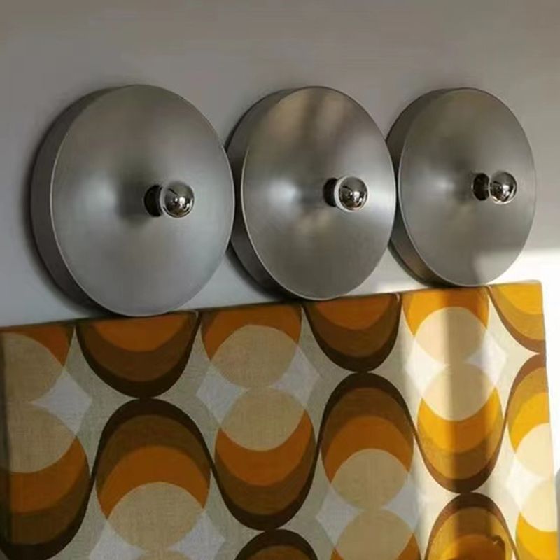 Metal Round Wall Sconce Single Light Contemporary Wall Light in Chrome / White / Orange