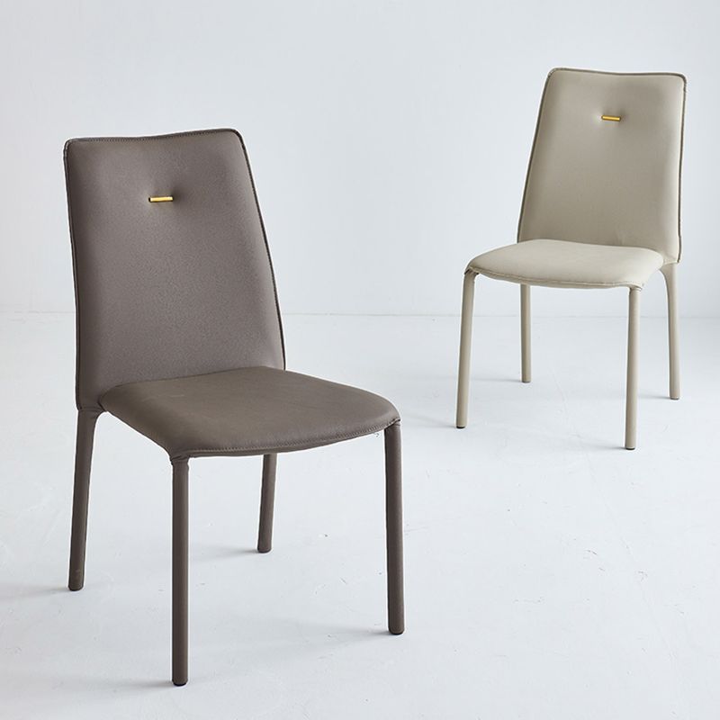 Sillas de comedor de cuero de estilo moderno, silla lateral apilable con respaldo sólido para uso doméstico (juego de 2)