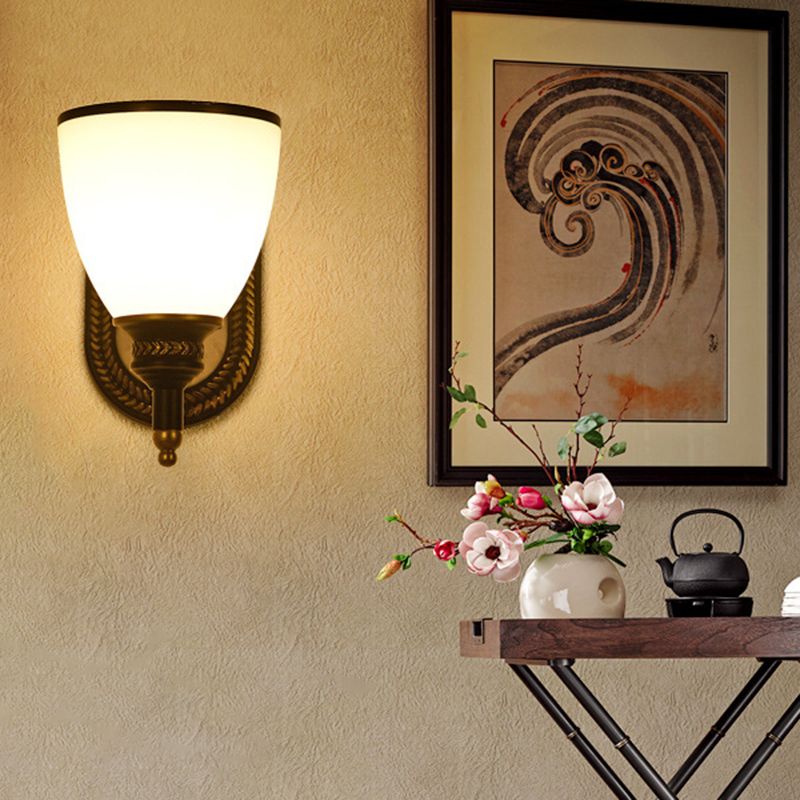 Contemporary Black 1/2-Light Wall Mounted Sconce Glass LED Statement Wall Light