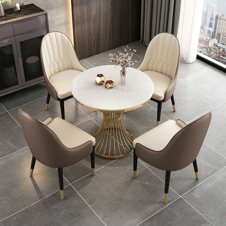 Scandinavian Sintered Stone Dining Room Set Standard Height with Gold Base Dining Furniture