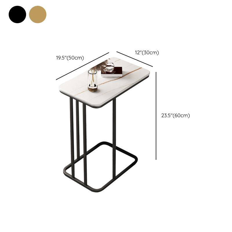 Modern C Corner Table Round Slate Side End Table for Living Room