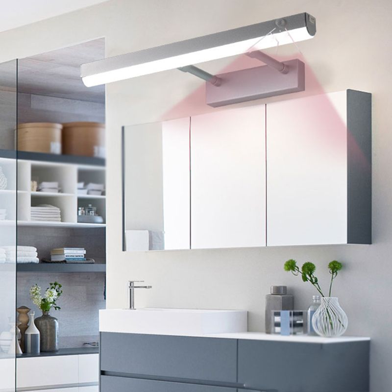 Linear Shade Metal Wall Sconce Modern 1 Light Mirror Wall Mounted Lighting