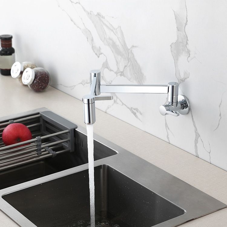 Modern Double Handle Wall Mounted Pot Filler Low Profile Filler