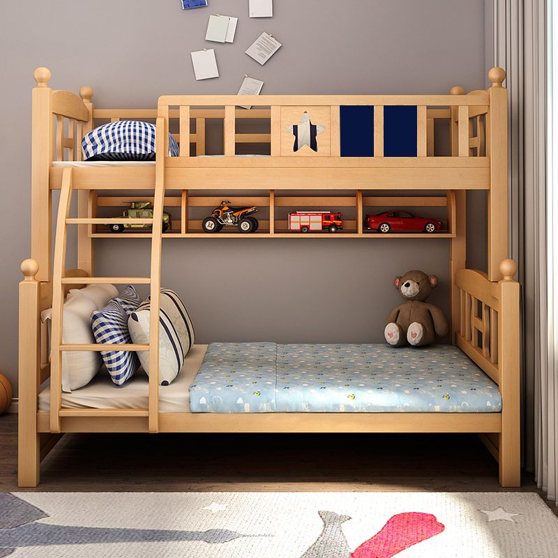 Natural Beech Bunk Bed Modern Bedroom Bunk Bed with Footboard