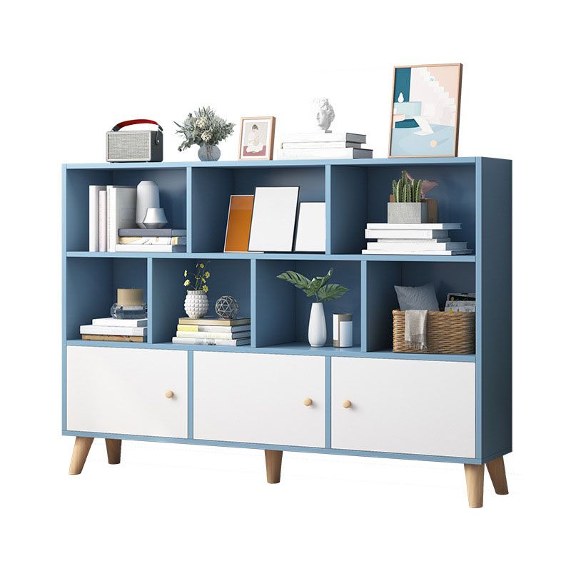 9.5" W Closed Storage Bookcase Wooden Bookshelf with Shelves and Doors