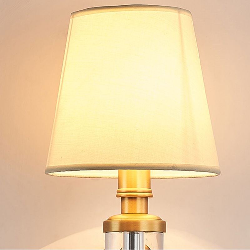 Fabric Shade Brass Sconce Lighting Barrel 1 Light Vintage Wall Mounted Lamp Fixture for Bedroom