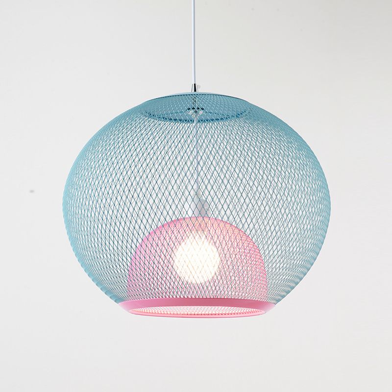 Éclairage à mailles de fil de fer Light Macaron Style 1 Hier Globe Suspension Lumière