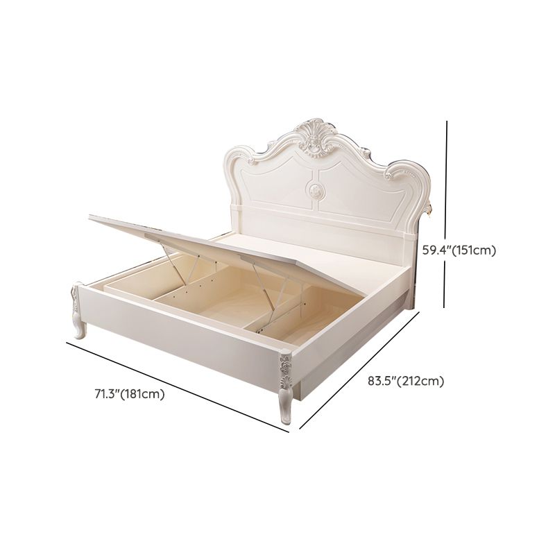 Victorian Solid Color Standard Bed Solid Wood Camelback Bed Frame