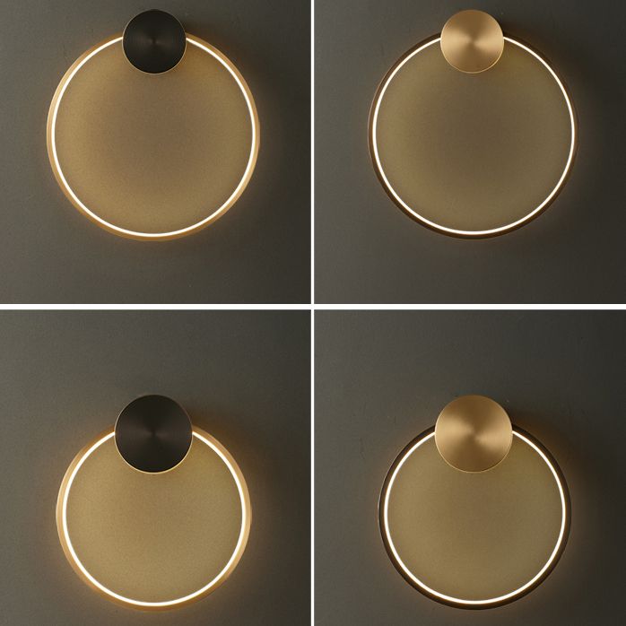 Metal Round Shape Wall Light Modern Style 1 Light Wall Mounted Light Fixtures