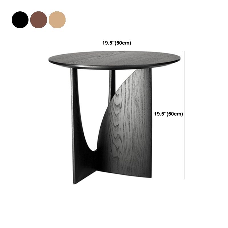 Round Solid Wood Table with Abstract Base Design Nordic Style Side Table
