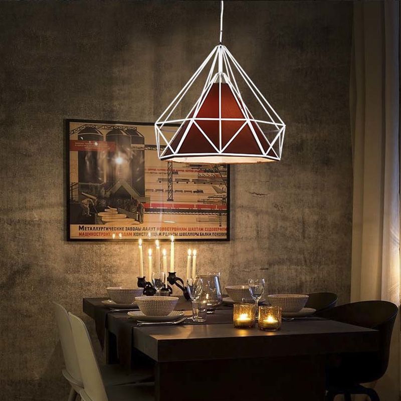 10/15/18 "W 1 bol Diamantkooi Hanglicht Antieke stijl Wit/Wit en bruin metalen plafondarmatuur met stofschaduw