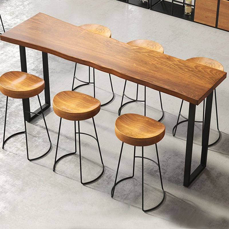 Rectangular Bar-height Table Solid Wood 41.3"H Pub Table with Metal Base