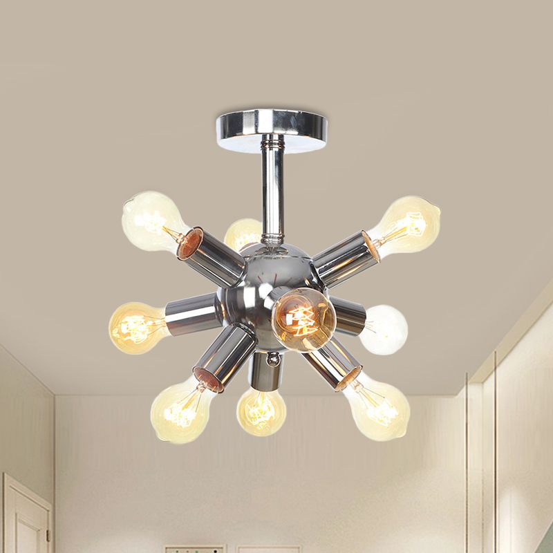 Chroom/gouden Sputnik semi-inbouw vintage ijzer 6/9/12 lichten restaurant verzonken plafondlamp armatuur