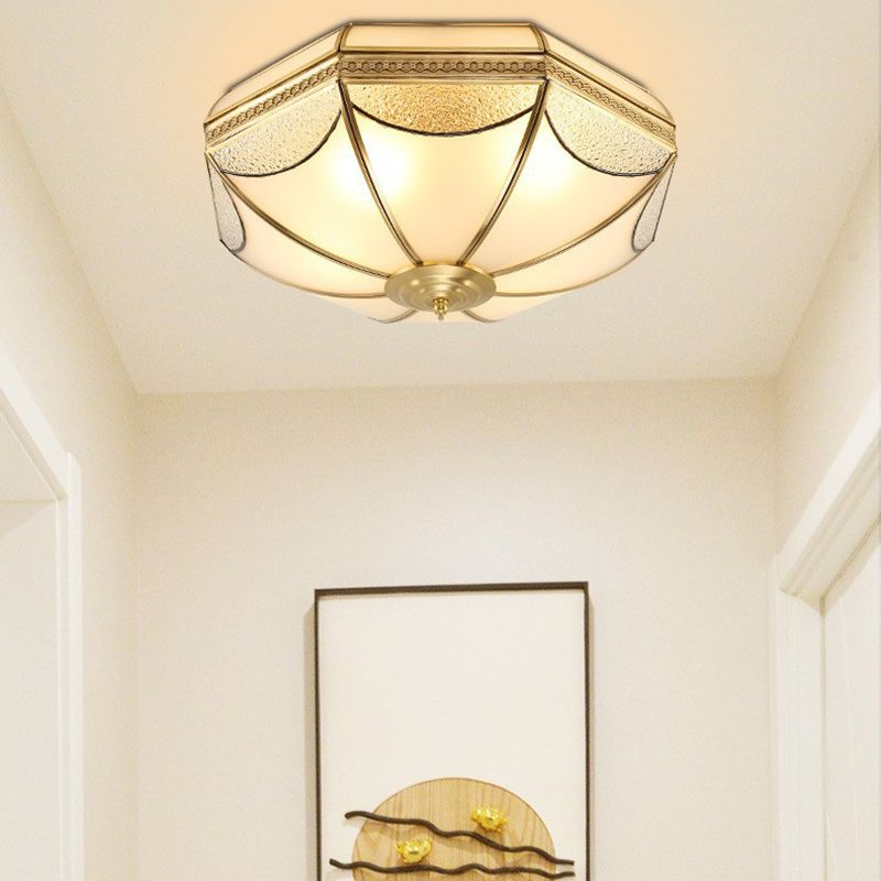 Brass Shaded Flush Mount Ceiling Light Vintage Glass Flush Ceiling Light Fixture