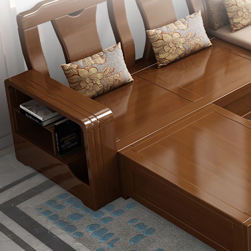 68"W Contemporary Sectional Sofa Fabric Sectional with Bostol Pillows