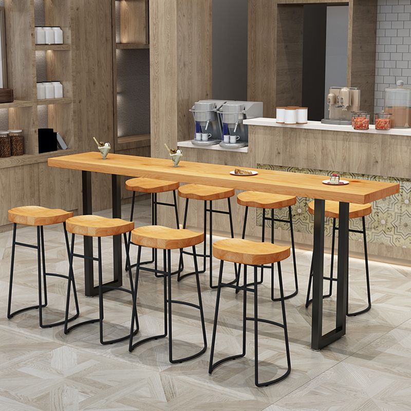 Modern Solid Wood Bar Table Sled Base Dining Table for Kitchen Living Room Coffee Room