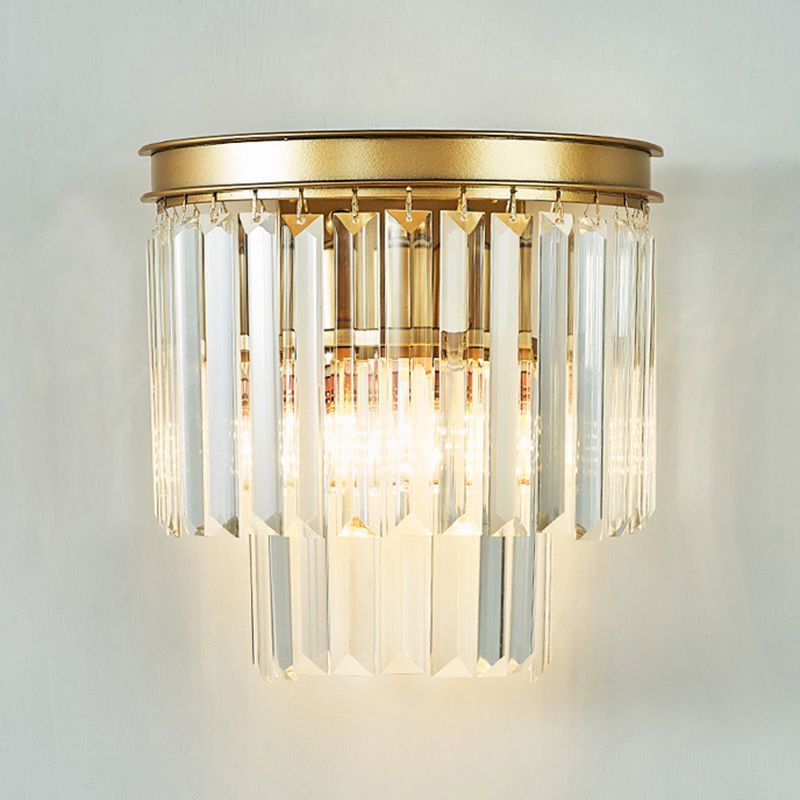 Postmodern Style Crystal Wall Light Layered Wall Sconce for Living Room