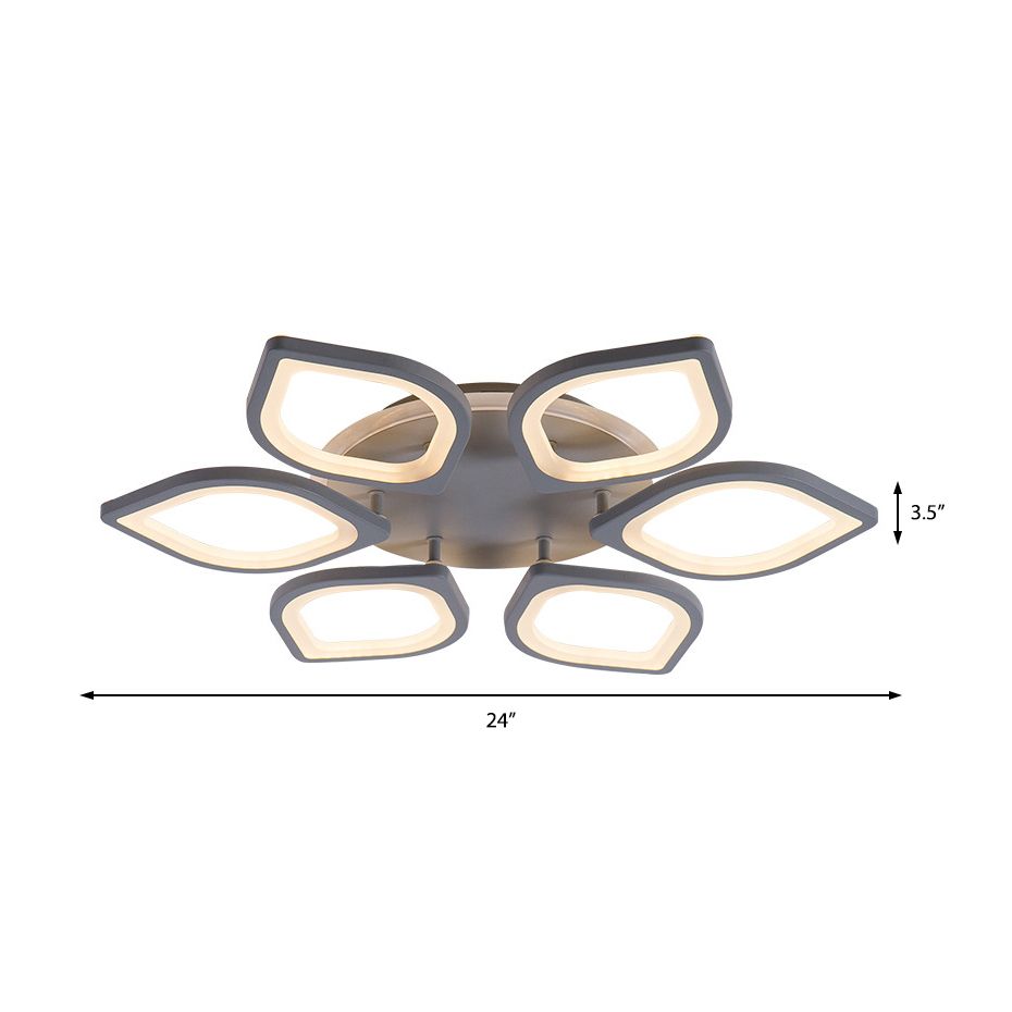 Gris Fleur à LED Ceiling Mount Light Modern Acrylique Neutre / Warm / White Flushmount Light pour la salle à manger