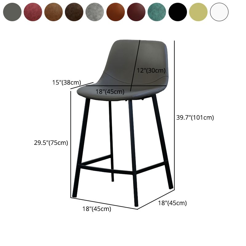 Contemporary Mental Leather Bar Stools Indoor Barstool with Iron Legs and Low Back