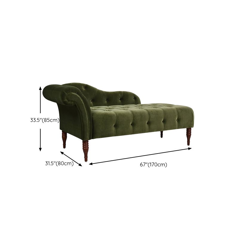 Velvet Rolled Arms Chaise Luxury Solid Wood Chaise for Living Room