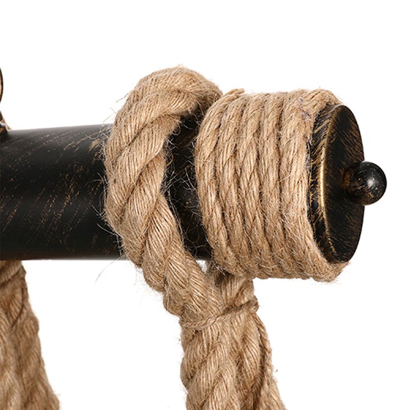 Verstelbaar touw blootgesteld eilandlicht retro industrieel 5/6-licht restaurant eiland plafondlicht in beige/lichtgeel