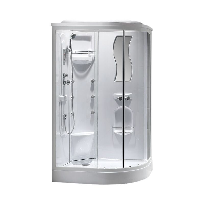 Neo-Round Shower Stall White Tempered Glass Shower Stall with Door Handles