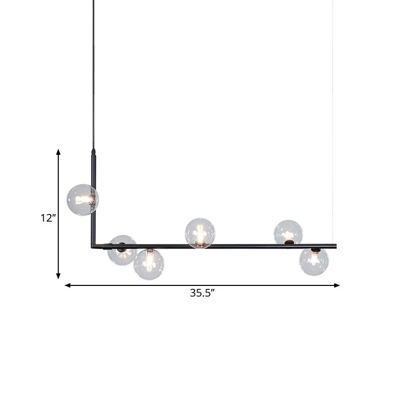 Lampadario lineare angolare a destra contemporaneo 6/8 Luci in vetro Isola Luce in nero/oro