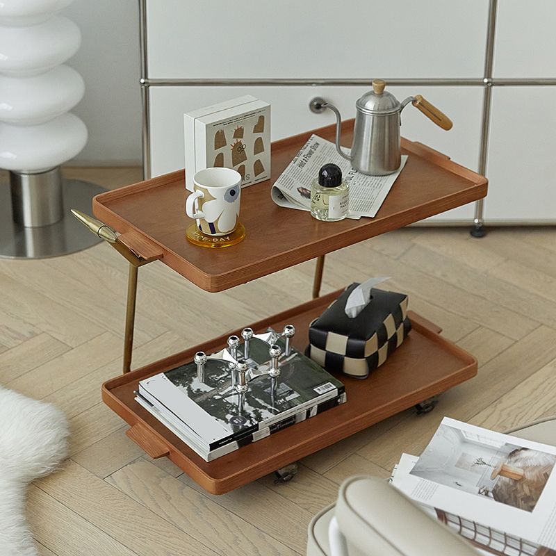 20.47" Tall Tray Top Side Accent Table Solid Wood End Slide Table